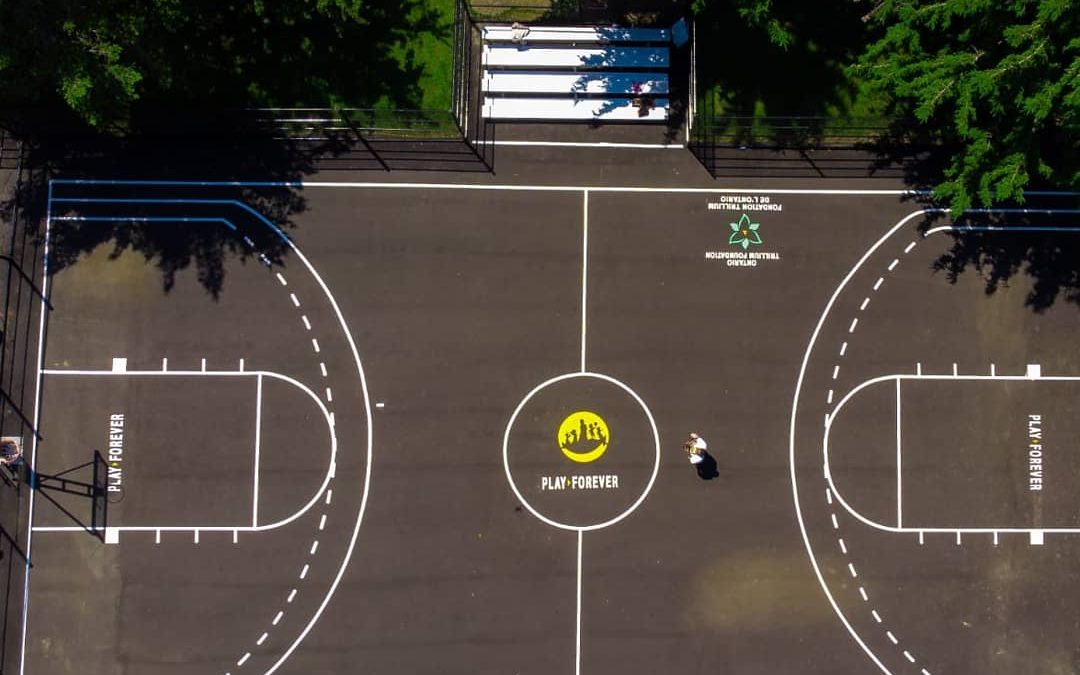 bird view shot of basketball court